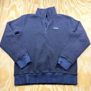 Patagonia Mens Navy Blue Recycled Wool Blend Quarter Zip Fleece Pullover‎ Medium